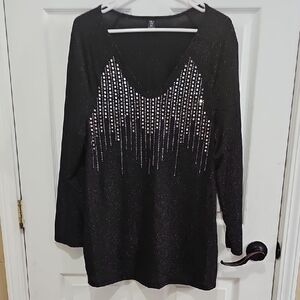 Sparkle Long Sleeve Top with Silver Details